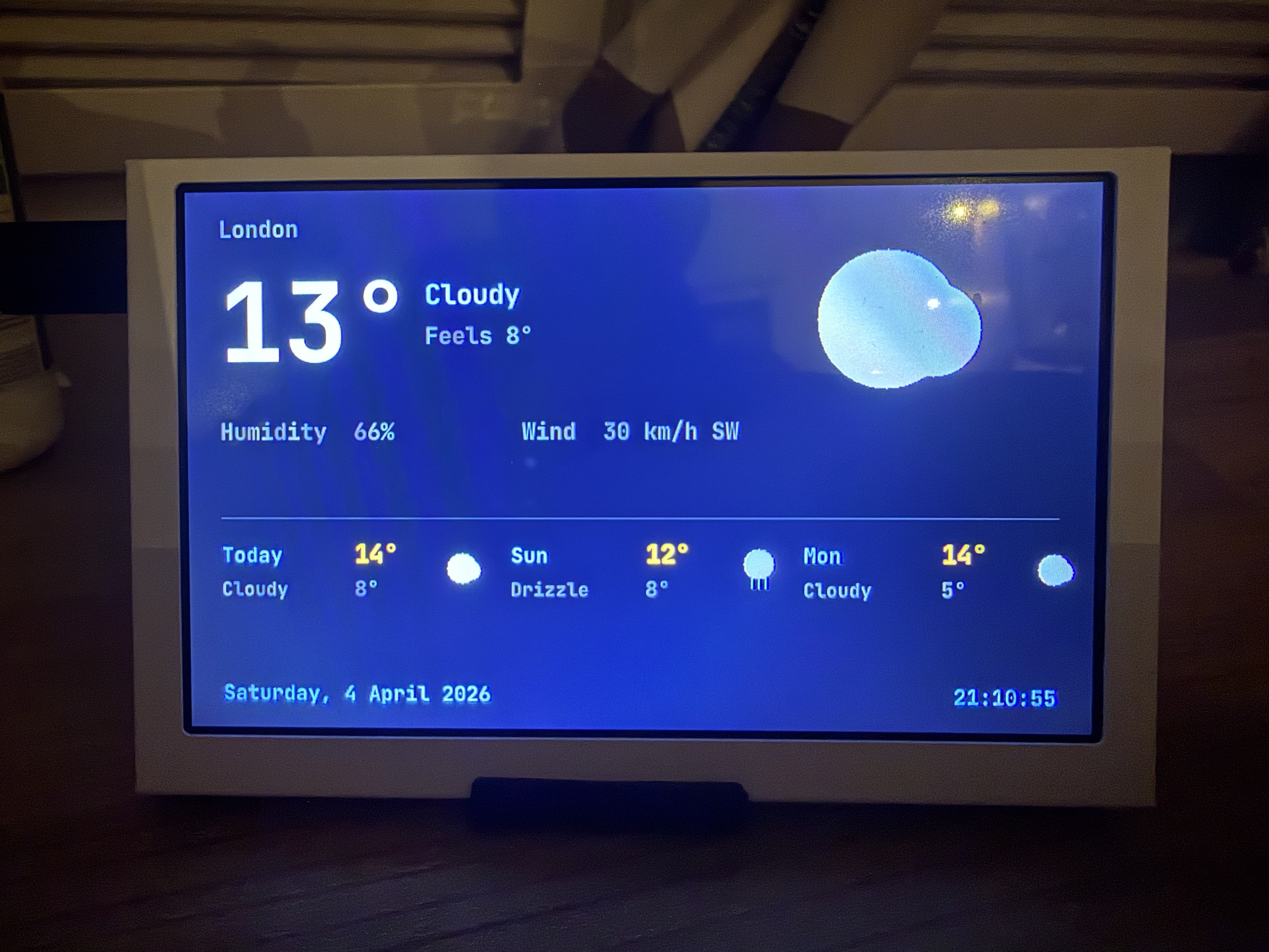 Weather from Open-Meteo. 3-day forecast, no API key needed.